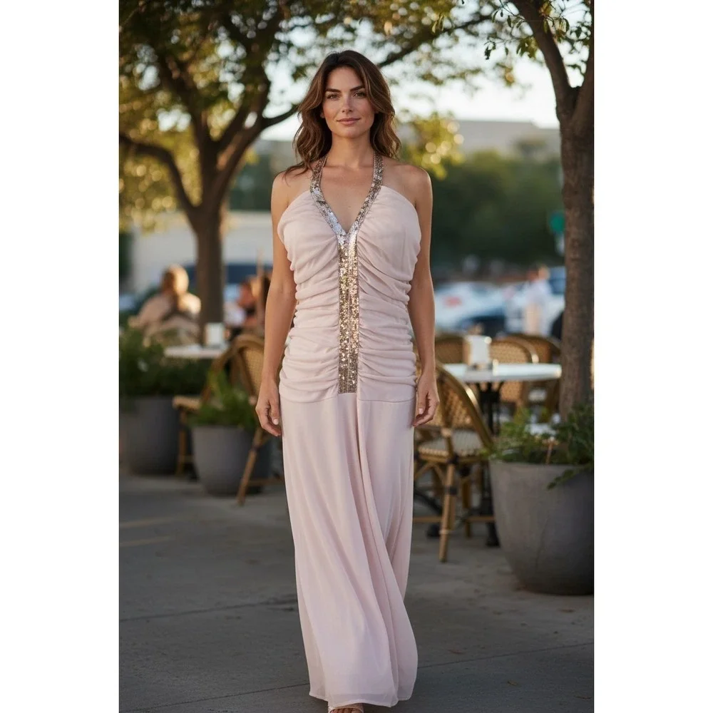 Studio 1940 Y2K Hollywood Glamour  Ruched Halter Formal Evening Whimsigoth SZ 16